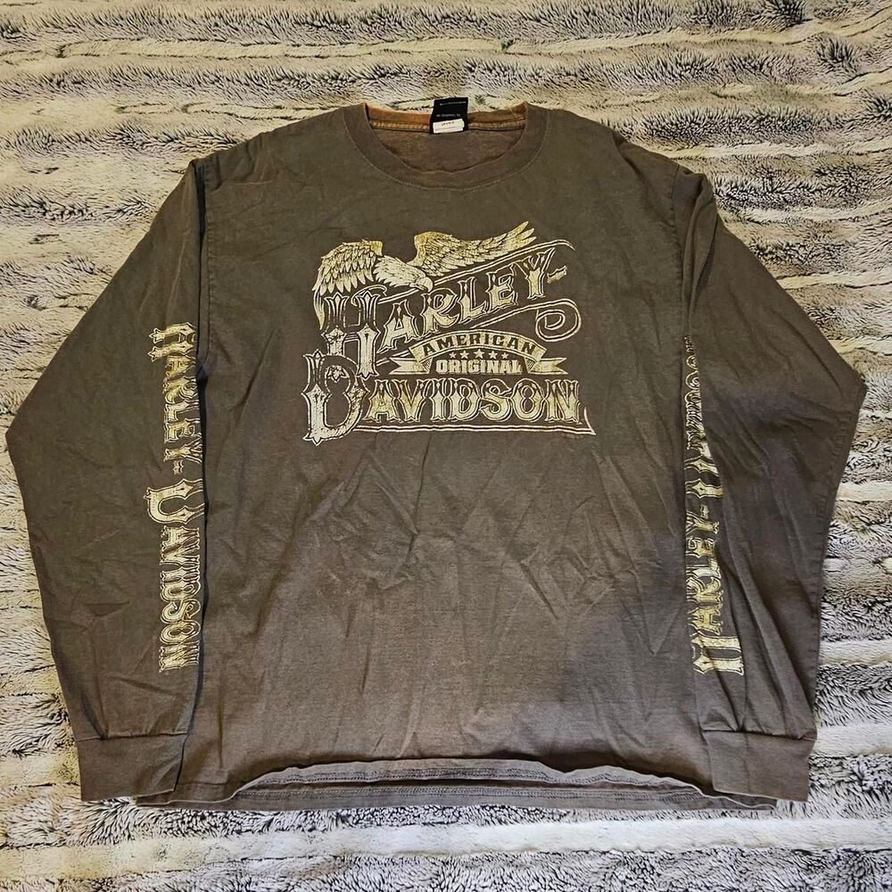 Harley-davidson Men's Grey and White Shirt